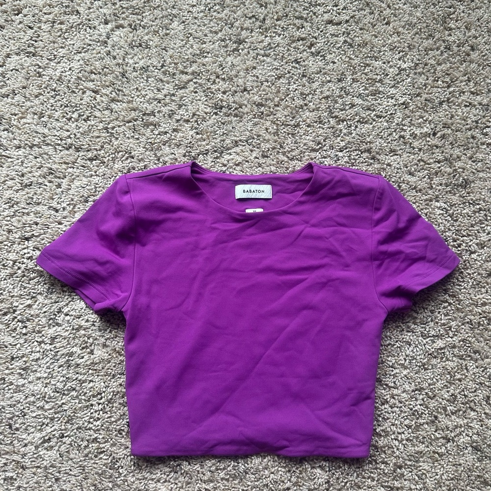 Babaton Purple Crew Neck Crop Top